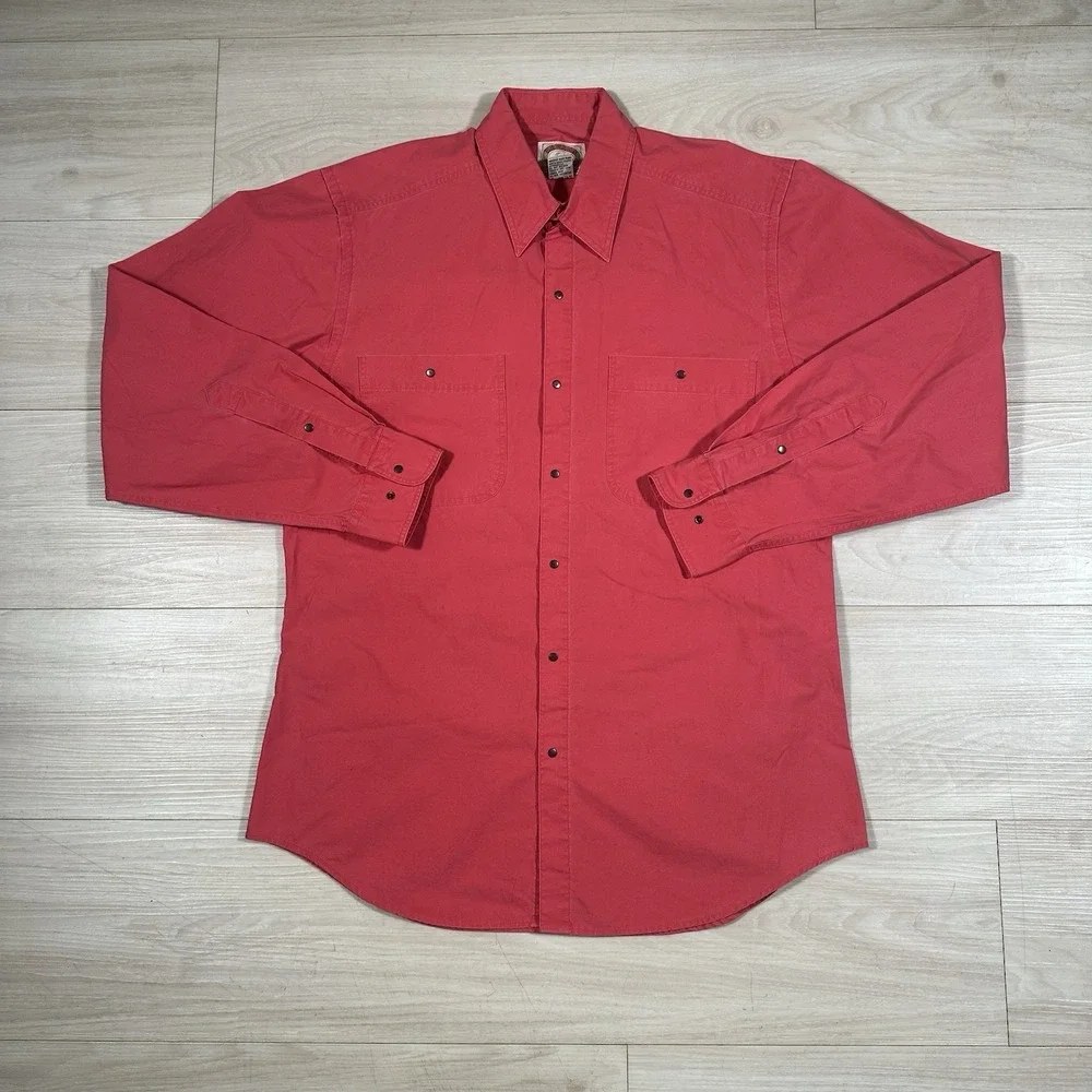 Vintage Banana Republic Shirt Mens Large Pink Chambray‎ Safari Long Sleeve Snap
